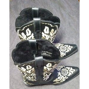 Ariat Harper Western Womens Boot, Black with White Fanciful Embroidery, Size 8B